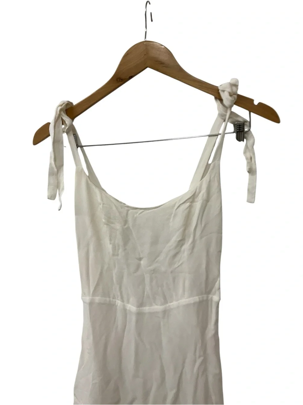 Reformation Cream Tie-Shoulder Midi Slip Dress